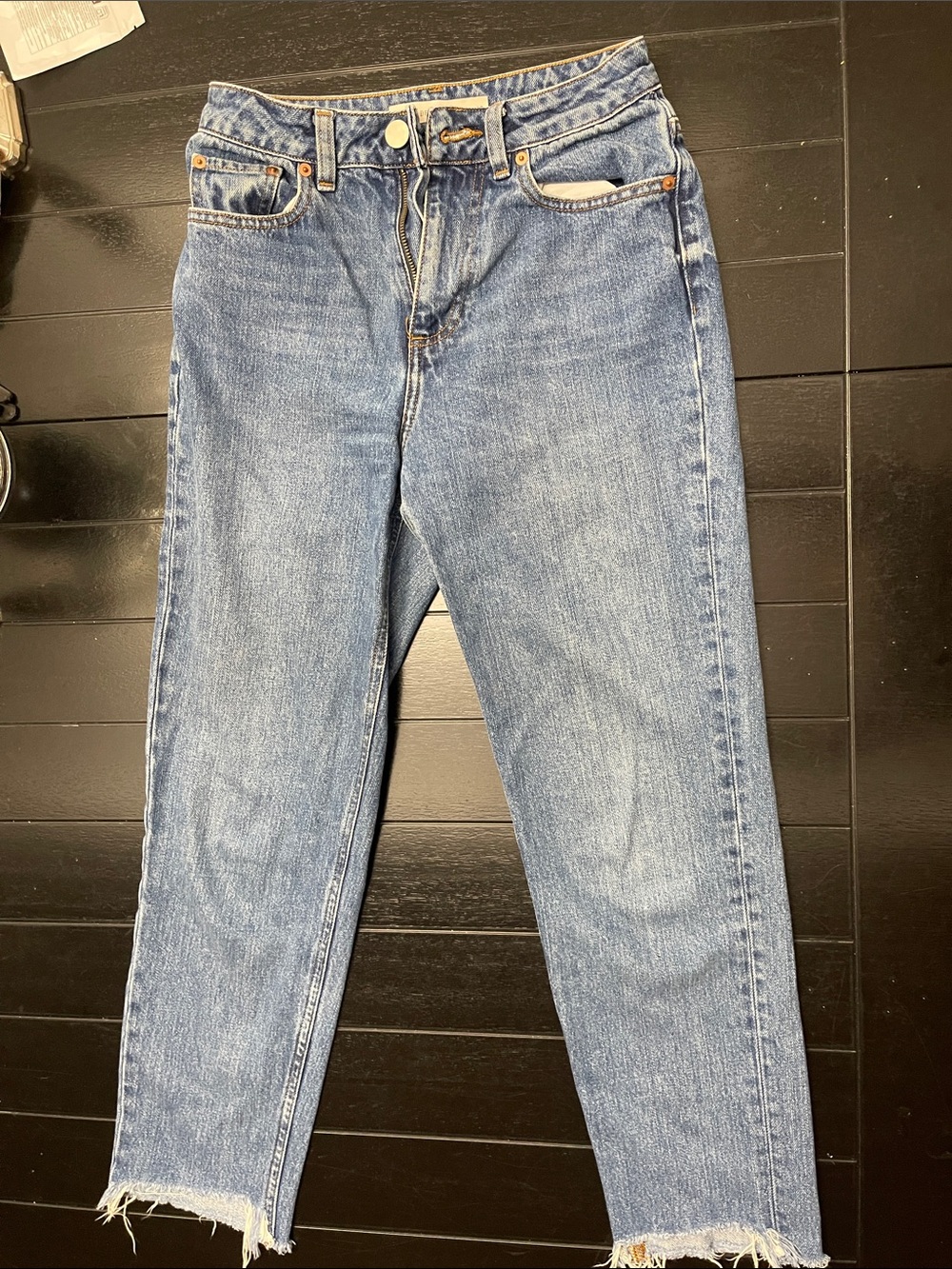 ASOS Denim Mid Blue High-Rise Jeans (IN: 8)